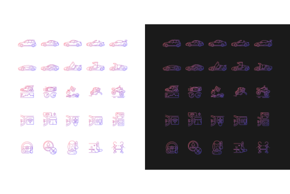 Auto Racing Gradient Icons Graphics