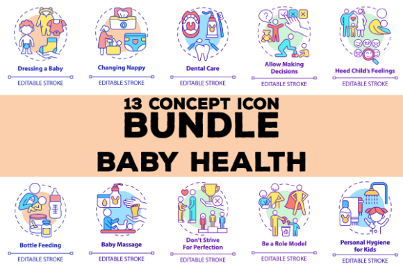 Baby Health Concept Icons Bundle