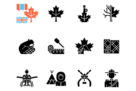 Canadian Symbols Glyph Icons Bundle