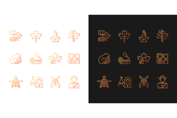 Canadian Symbols Gradient Icons Bundle for Modern Design
