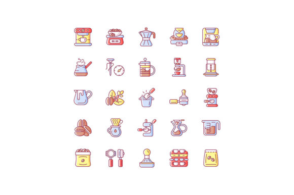 Coffee and Barista Accessories RGB Icons