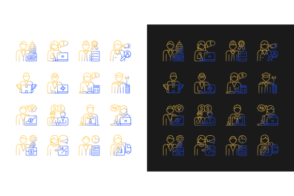 Company Staff Gradient Icons Bundle for Modern Branding