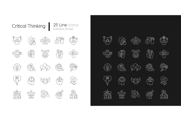 Critical Thinking Linear Icons for Modern Branding