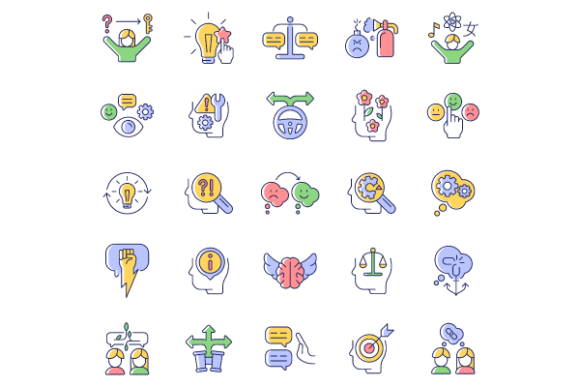 Critical Thinking RGB Color Icons Bundle for Modern Design