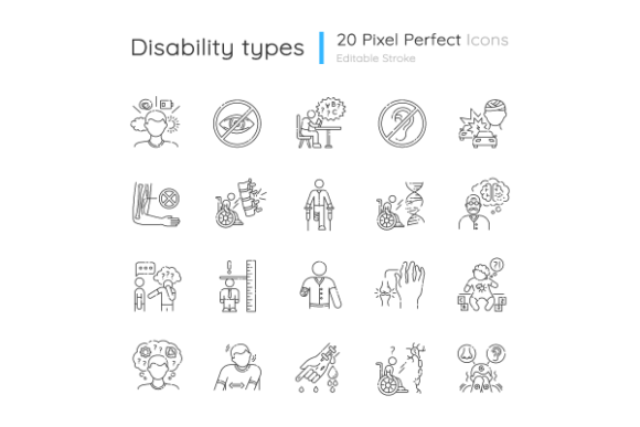 Disability Types Linear Icons for Modern Branding