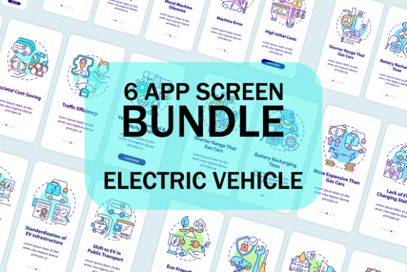 Electric Vehicle App Screen Bundle Graphics