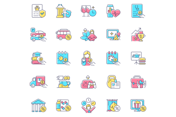 Employee Perks Color Icons Bundle for Modern Design