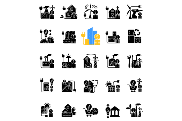 Energy Purchase Glyph Icons for Modern Branding