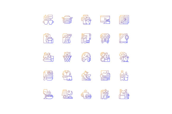 Everyday Routine Gradient Linear Icons Graphics