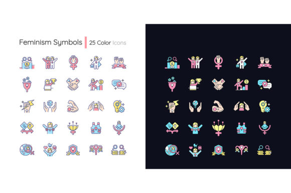 Feminism Symbols Light and Dark Theme