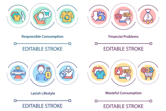 Financial Problems Concept Icon Bundle Graphics