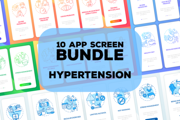 Hypertension App Screen Similars Bundle: A Graphic Design Asset for Modern Branding