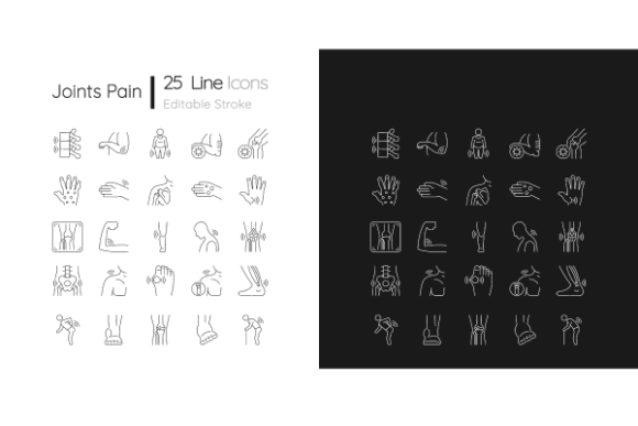 Joints Pain Linear Icons Bundle Graphics