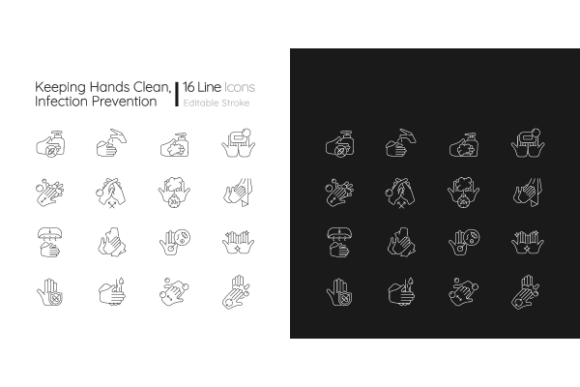 Keeping Hands Clean Linear Icons Bundle for Modern Design