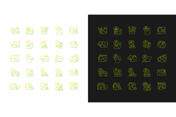 Recycled Materials Gradient Icons Bundle