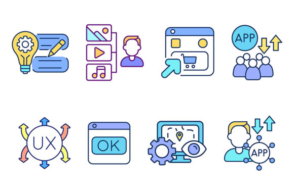 Software Development Process RGB Icons for Modern Branding