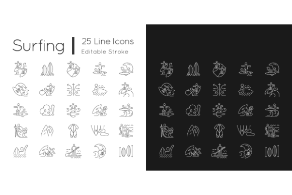 Surfing Linear Icons Graphics for Crafters