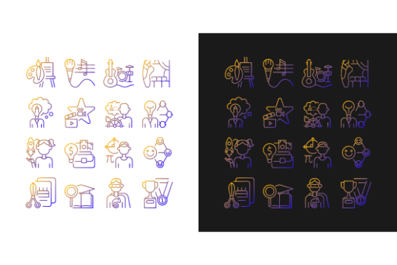 Talents and Aptitudes Gradient Icons Set for Modern Web Design