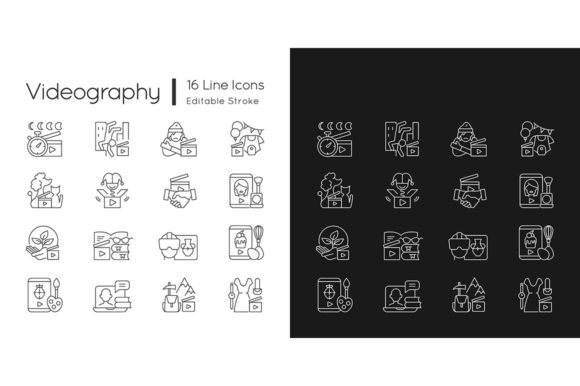 Videography Linear Icons Graphics for Crafters