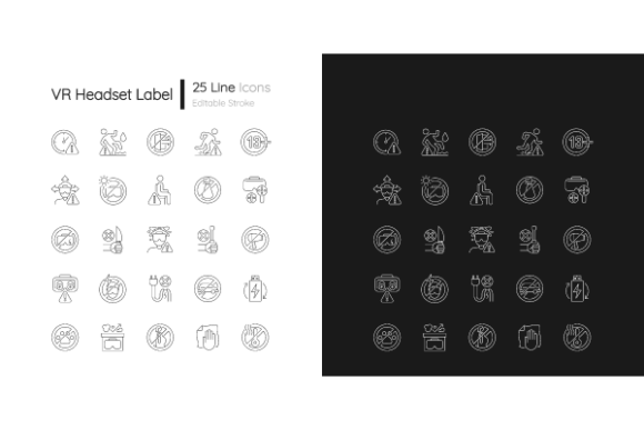 VR Headset Linear Icons for Modern Branding