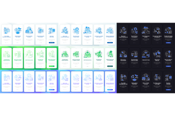 Waste Recycling Trends App Screen Bundle Graphics