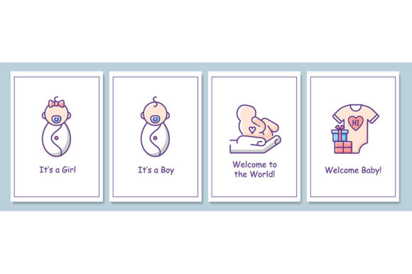 Welcome Party for Newborn Baby Cards Graphics
